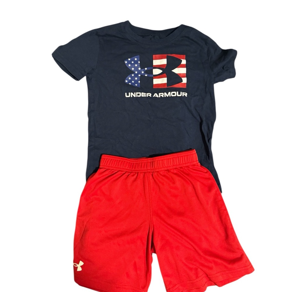 Under Armour Patriotic Tee and Red Shorts Set